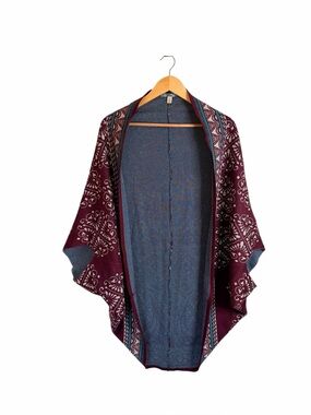 Francesca's Moonlight Burgundy Kimono Cardigan Cocoon Regal Women’s Sz Large